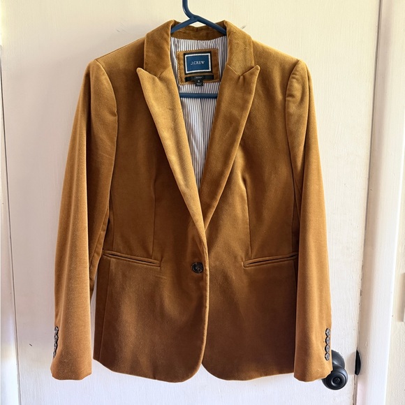 J. Crew Jackets & Blazers - J.Crew Carmel Brown Velvet Parke Blazer Jacket size 6 small